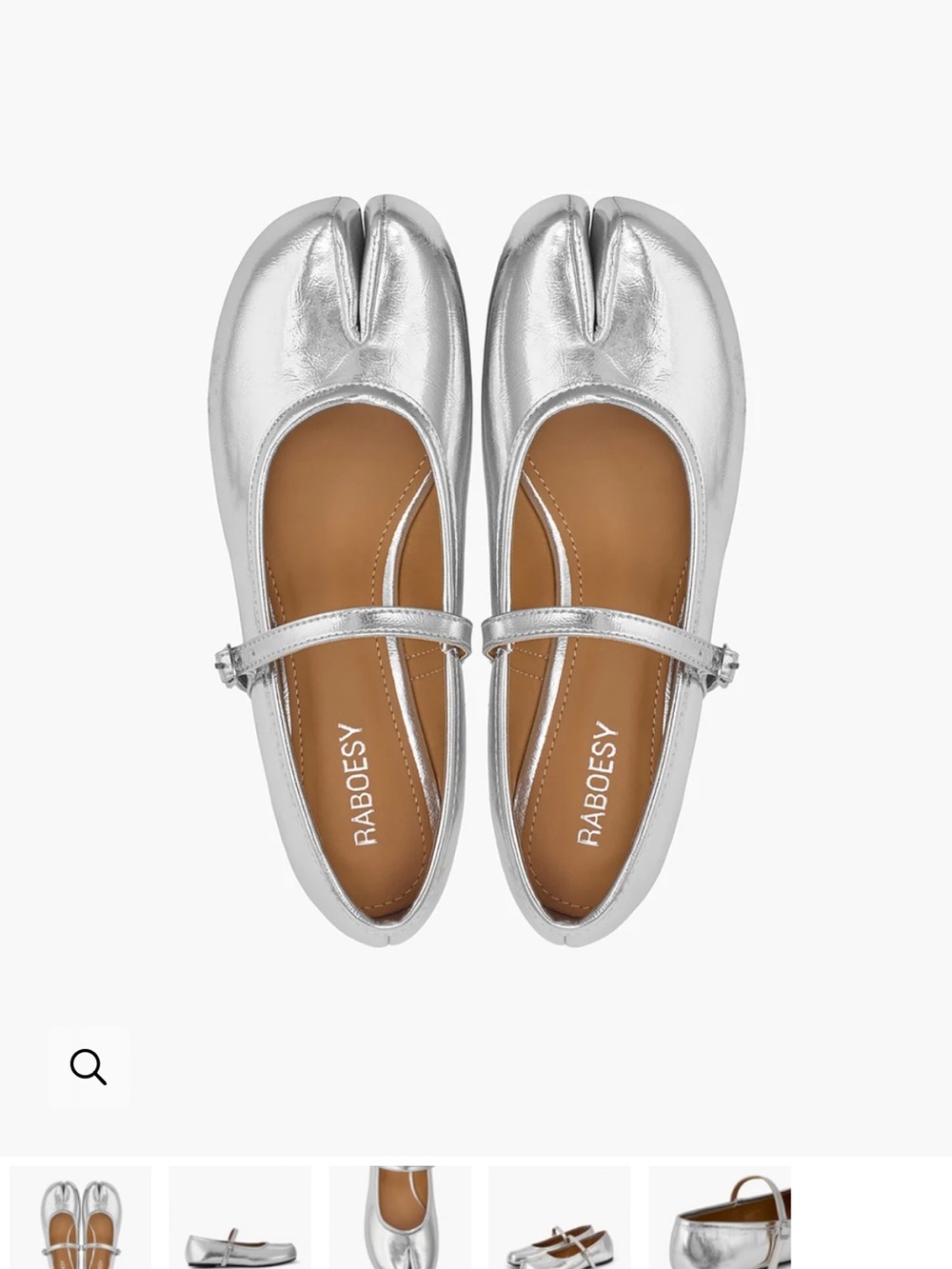 RABOESY Silver Tabi Mary Jane Flats